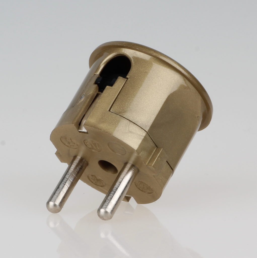 Schutzkontakt-Winkelstecker gold